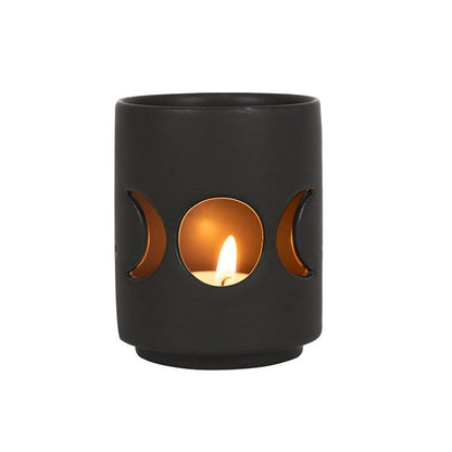 Small Black Triple Moon Cut Out Tealight Holder - ScentiMelti  Small Black Triple Moon Cut Out Tealight Holder