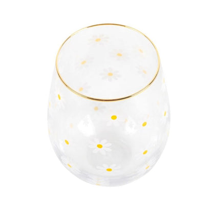 All Over Daisy Print Stemless Wine Glass - ScentiMelti  All Over Daisy Print Stemless Wine Glass