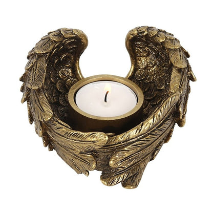 Antique Gold Angel Wing Tealight Candle Holder - ScentiMelti  Antique Gold Angel Wing Tealight Candle Holder