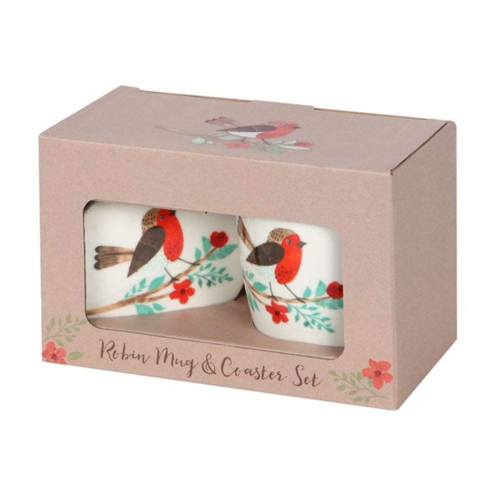 Winter Robin Mug and Coaster Set - ScentiMelti Home Fragrance, Beauty & Gifts UK