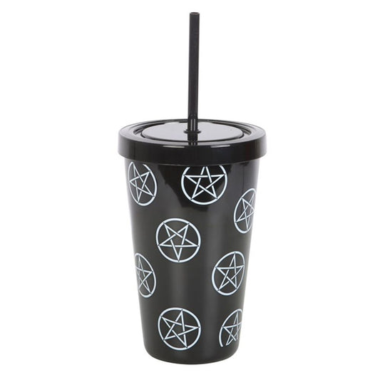 Pentagram Plastic Tumbler with Straw - ScentiMelti  Pentagram Plastic Tumbler with Straw