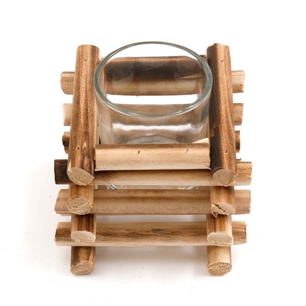 9cm Stacked Wood Tealight Holder - ScentiMelti  9cm Stacked Wood Tealight Holder