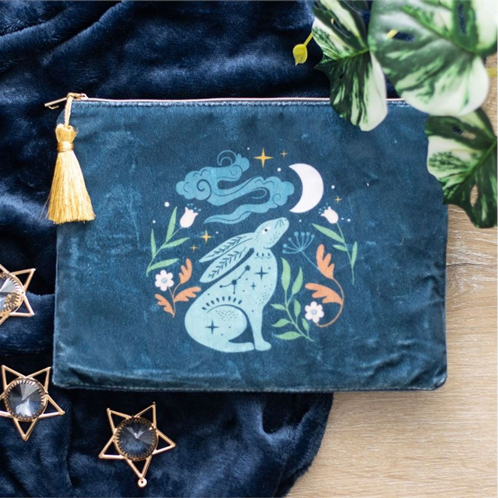 Midnight Hare Velvet Makeup Bag - ScentiMelti Home Fragrance, Beauty & Gifts UK