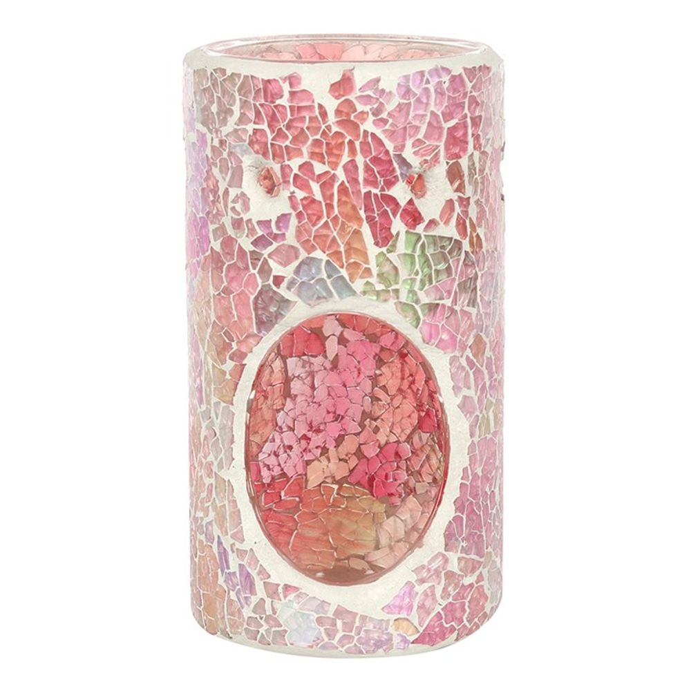 Pillar Pink Iridescent Crackle Oil Burner - ScentiMelti  Pillar Pink Iridescent Crackle Oil Burner