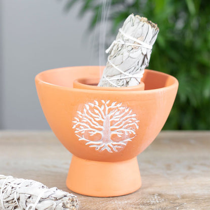 Tree of Life Terracotta Smudge Bowl - ScentiMelti  Tree of Life Terracotta Smudge Bowl