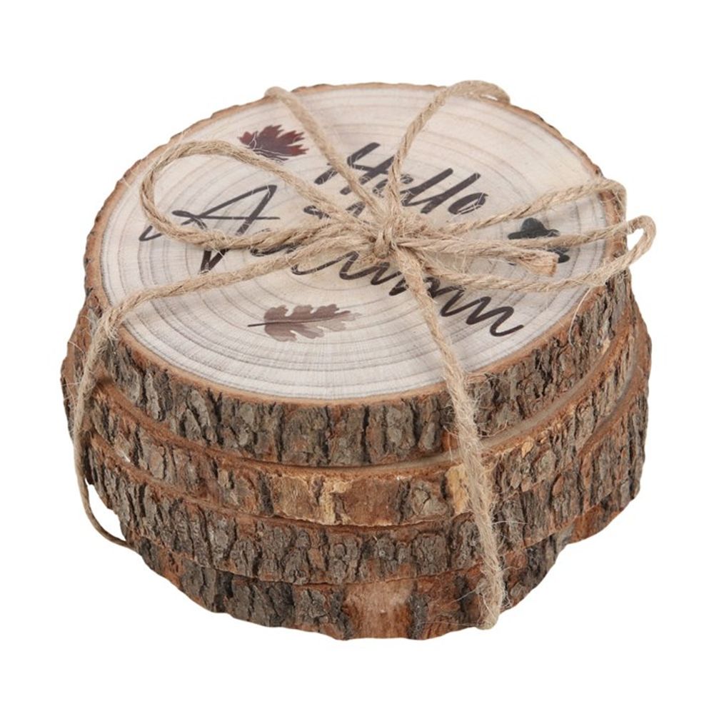 Hello Autumn Wood Slice Coaster Set - ScentiMelti  Hello Autumn Wood Slice Coaster Set