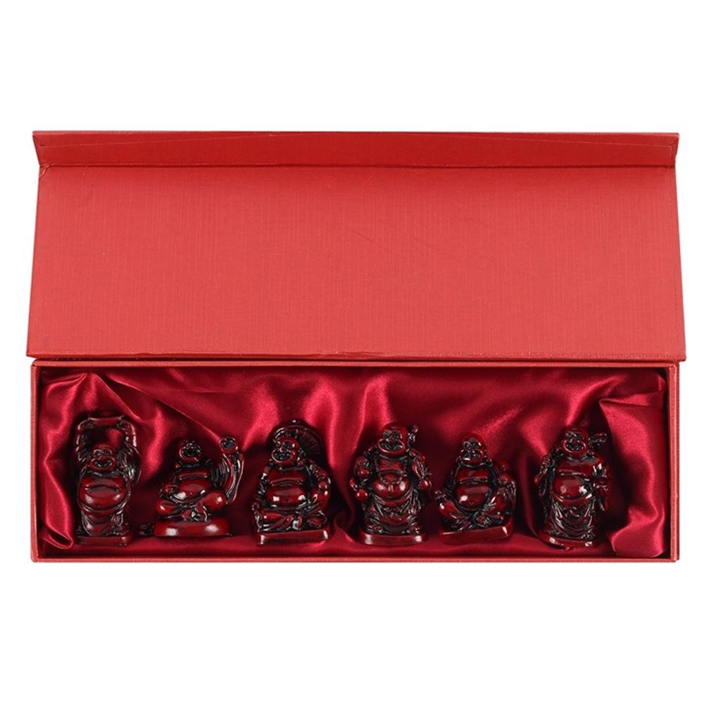 Set of 6 Red Resin Buddhas - ScentiMelti Home Fragrance, Beauty & Gifts UK