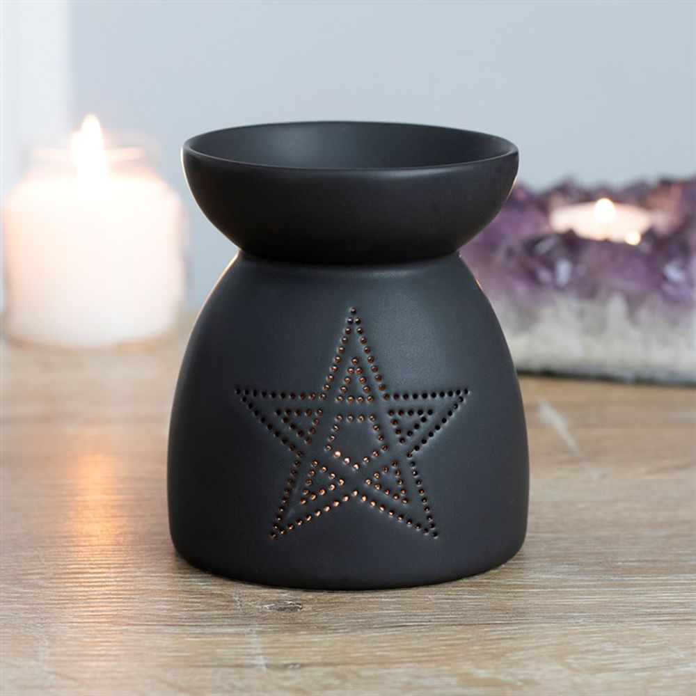 Black Pentagram Cut Out Oil Burner - ScentiMelti  Black Pentagram Cut Out Oil Burner