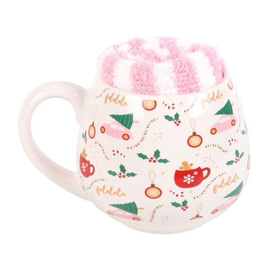 Sugarplum Fun Christmas Print Mug and Socks Set - ScentiMelti Home Fragrance, Beauty & Gifts UK