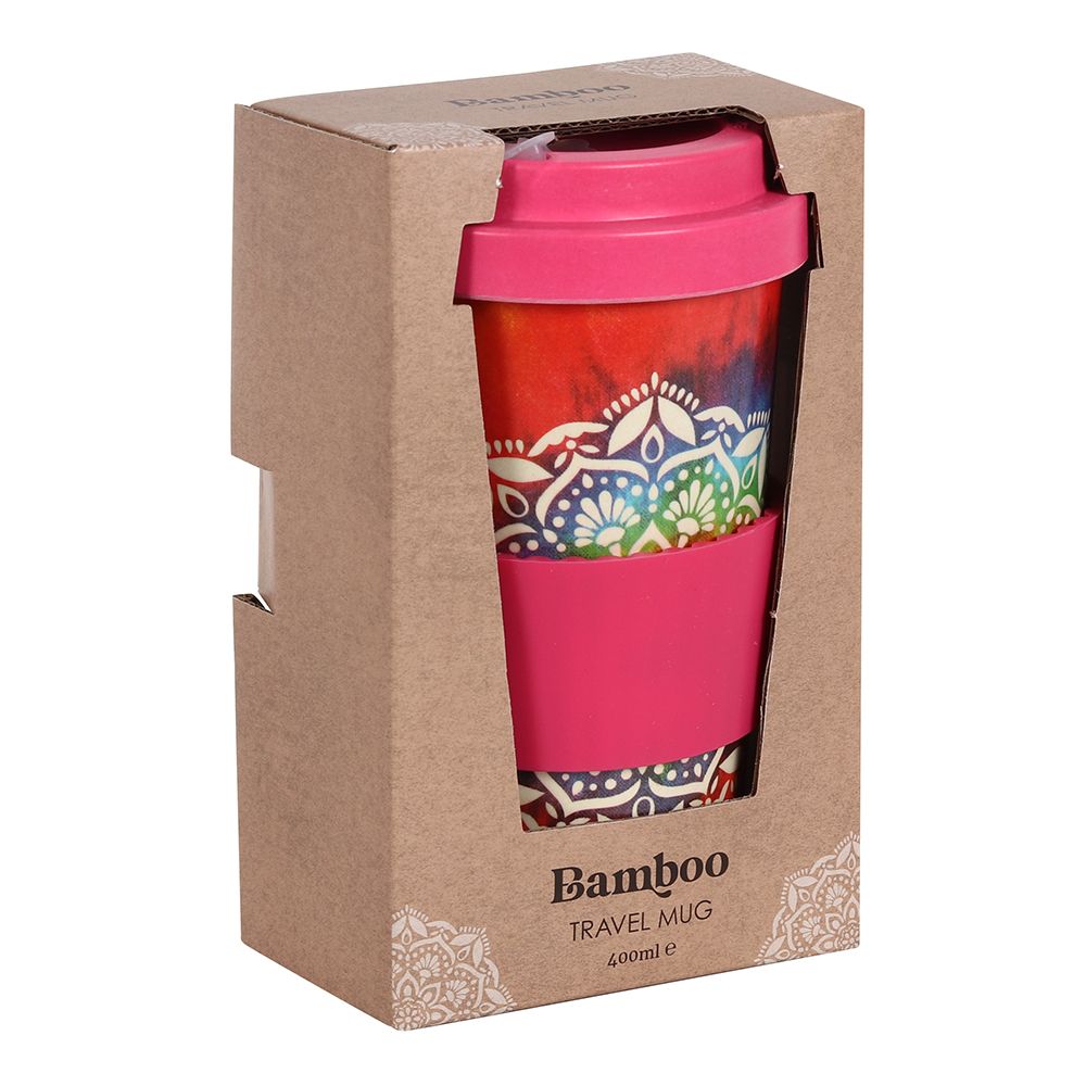 Tie Dye Mandala Bamboo Eco Travel Mug - ScentiMelti Home Fragrance, Beauty & Gifts UK