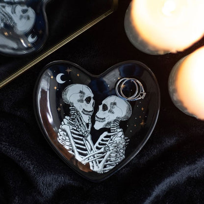 Skeleton Couple Heart Trinket Dish - ScentiMelti  Skeleton Couple Heart Trinket Dish