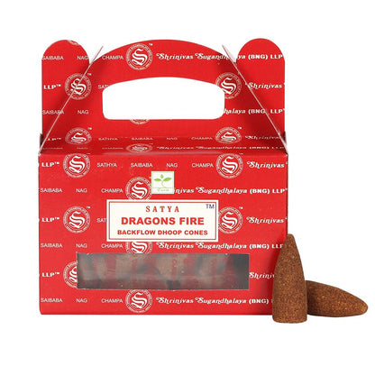 Set of 6 Packets of Dragons Fire Backflow Dhoop Cones by Satya - ScentiMelti Home Fragrance, Beauty & Gifts UK