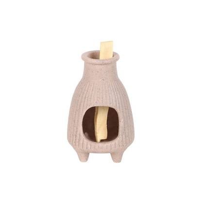 Greige Ribbed Palo Santo Burner - ScentiMelti Home Fragrance, Beauty & Gifts UK