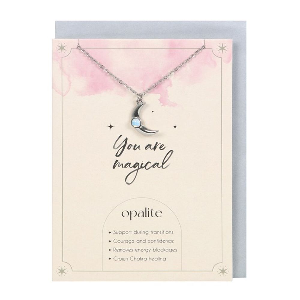 Opalite Crescent Moon Necklace Card - ScentiMelti  Opalite Crescent Moon Necklace Card