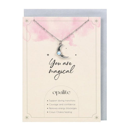 Opalite Crescent Moon Necklace Card - ScentiMelti  Opalite Crescent Moon Necklace Card