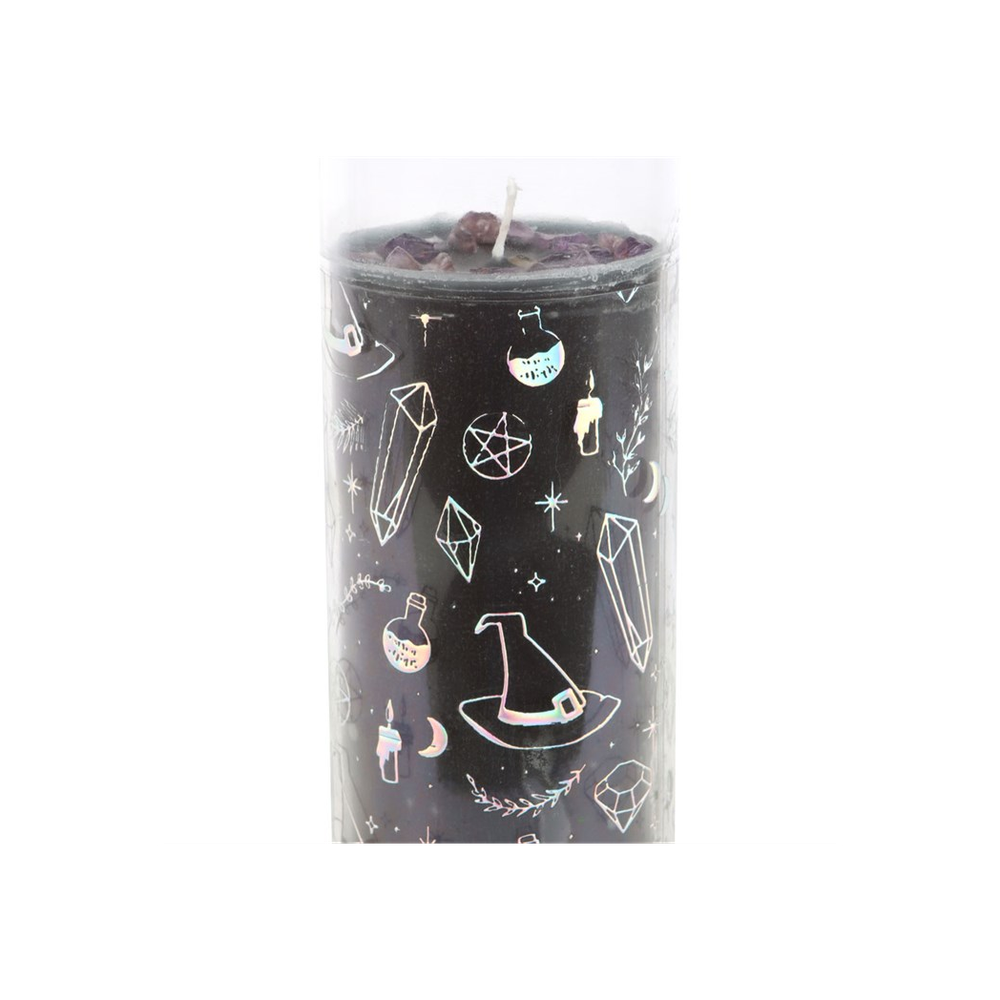 Crystal Witch Jasmine Tube Candle with Amethyst Chips - ScentiMelti Home Fragrance, Beauty & Gifts UK