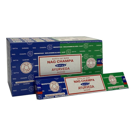 Set of 12 Packets of Combo Satya Incense - Nag Champa Ayurveda