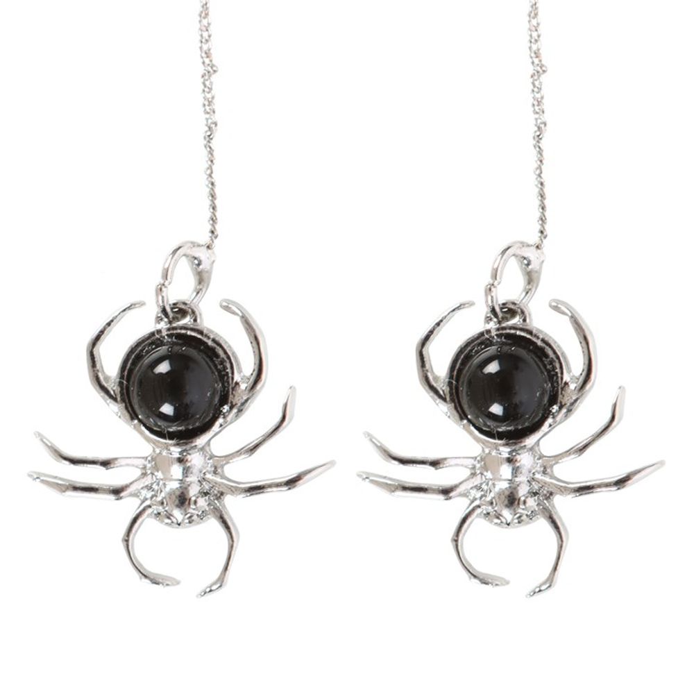 Black Obsidian Spider Threader Earrings - ScentiMelti  Black Obsidian Spider Threader Earrings