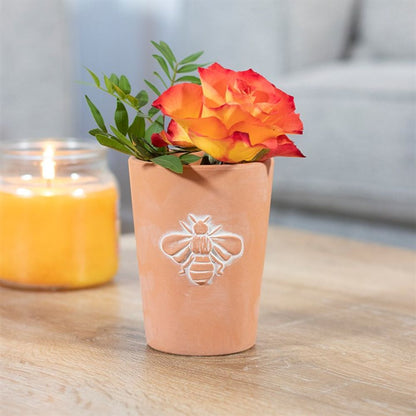 Small Terracotta Single Bee Motif Plant Pot - ScentiMelti  Small Terracotta Single Bee Motif Plant Pot