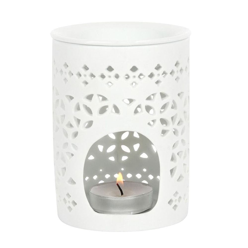 White Matte Cut Out Oil Burner - ScentiMelti  White Matte Cut Out Oil Burner