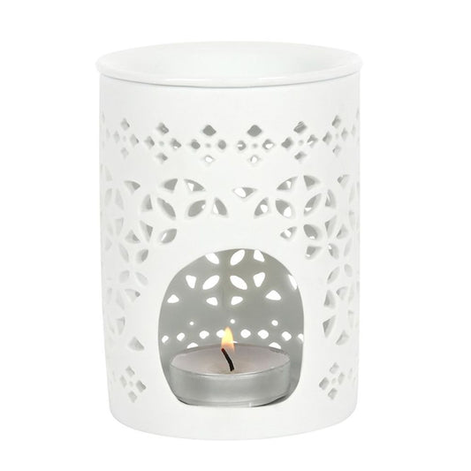 White Matte Cut Out Oil Burner - ScentiMelti  White Matte Cut Out Oil Burner