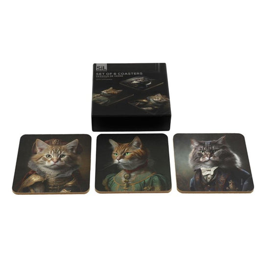 Set of 6 Cat Head Portrait Coasters - ScentiMelti Home Fragrance, Beauty & Gifts UK