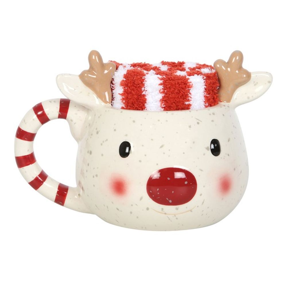 Rudolph Reindeer Mug and Socks Set - ScentiMelti  Rudolph Reindeer Mug and Socks Set