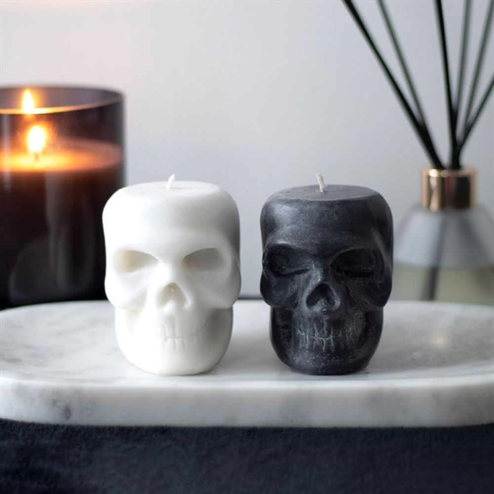 Set of 12 Opium & White Sage Skull Candles in Display