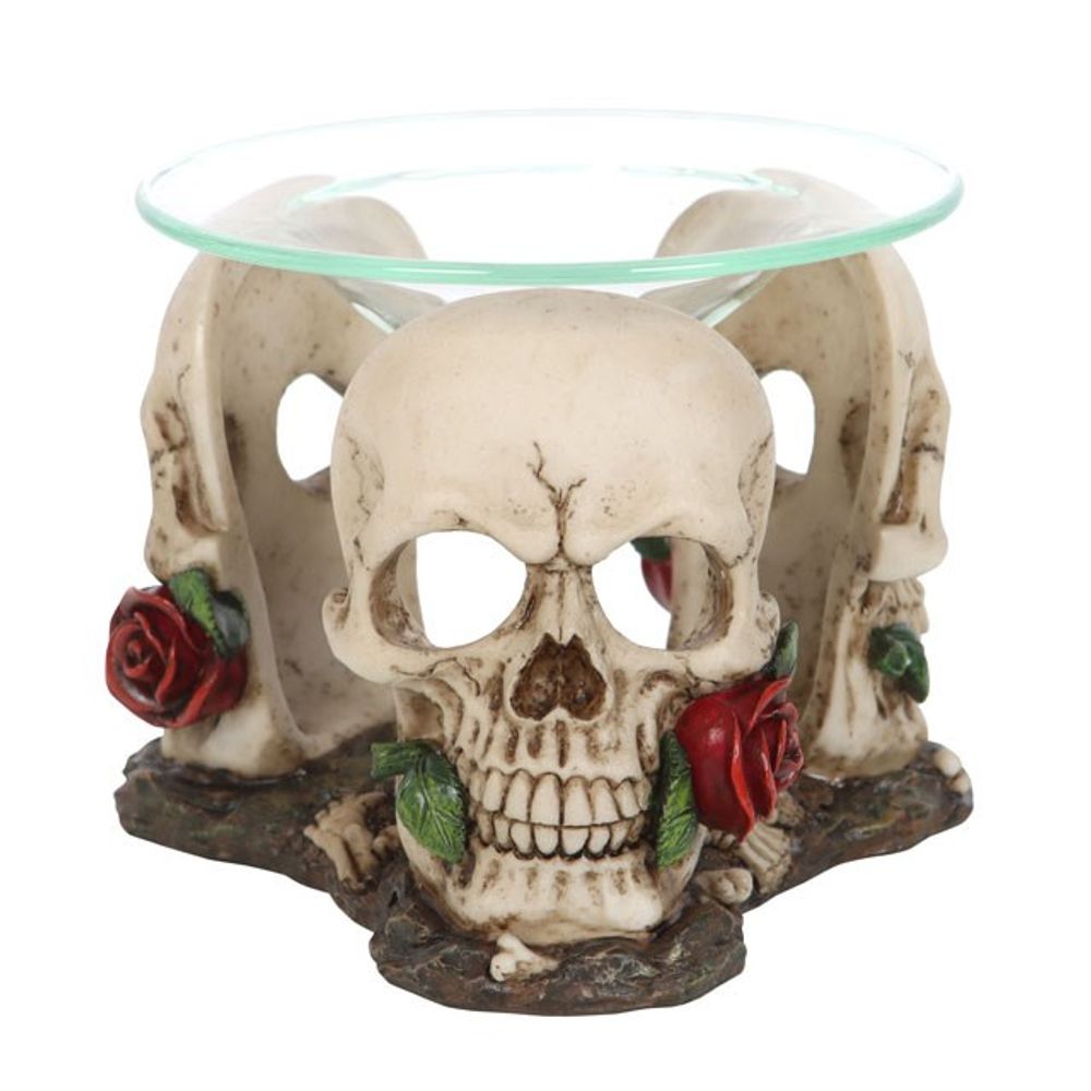 Resin and Glass Skull Rose Oil Burner - ScentiMelti  Resin and Glass Skull Rose Oil Burner