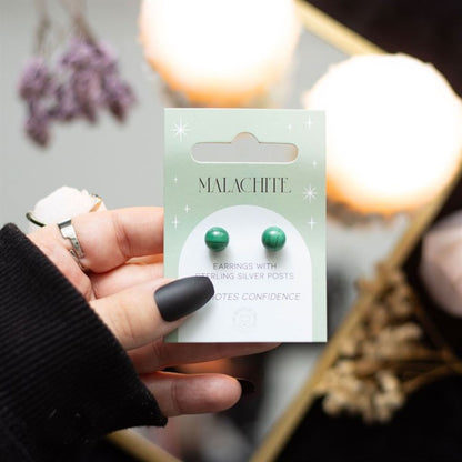 Malachite Semi Precious Crystal Earrings - ScentiMelti  Malachite Semi Precious Crystal Earrings