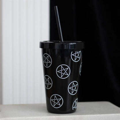 Pentagram Plastic Tumbler with Straw - ScentiMelti  Pentagram Plastic Tumbler with Straw