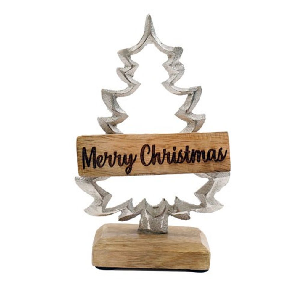 22cm Aluminium Christmas Tree on Wooden Base - ScentiMelti Home Fragrance, Beauty & Gifts UK