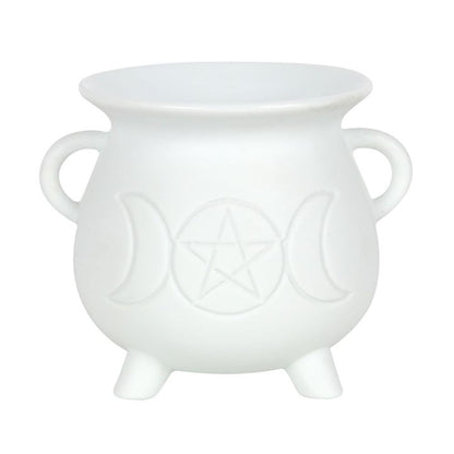 White Triple Moon Cauldron Oil Burner - ScentiMelti  White Triple Moon Cauldron Oil Burner