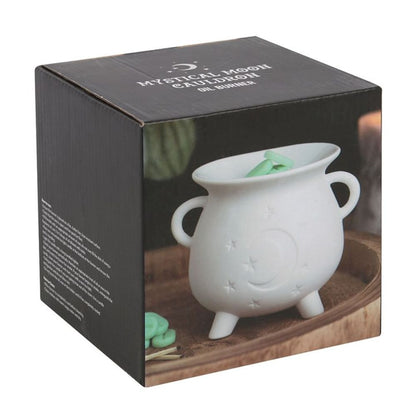 White Mystical Moon Cauldron Oil Burner - ScentiMelti  White Mystical Moon Cauldron Oil Burner