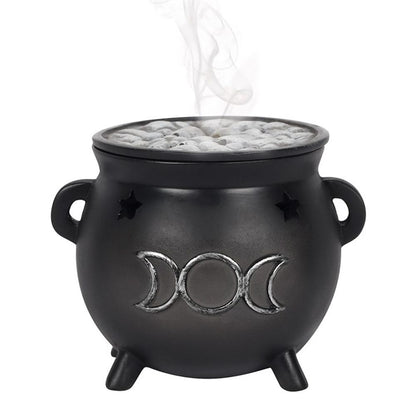 Triple Moon Cauldron Incense Cone Holder - ScentiMelti  Triple Moon Cauldron Incense Cone Holder