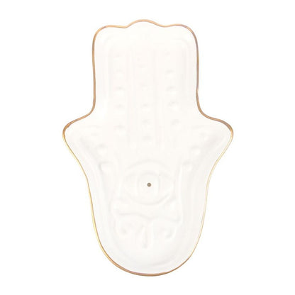 White Hamsa Hand Incense Stick Holder - ScentiMelti  White Hamsa Hand Incense Stick Holder