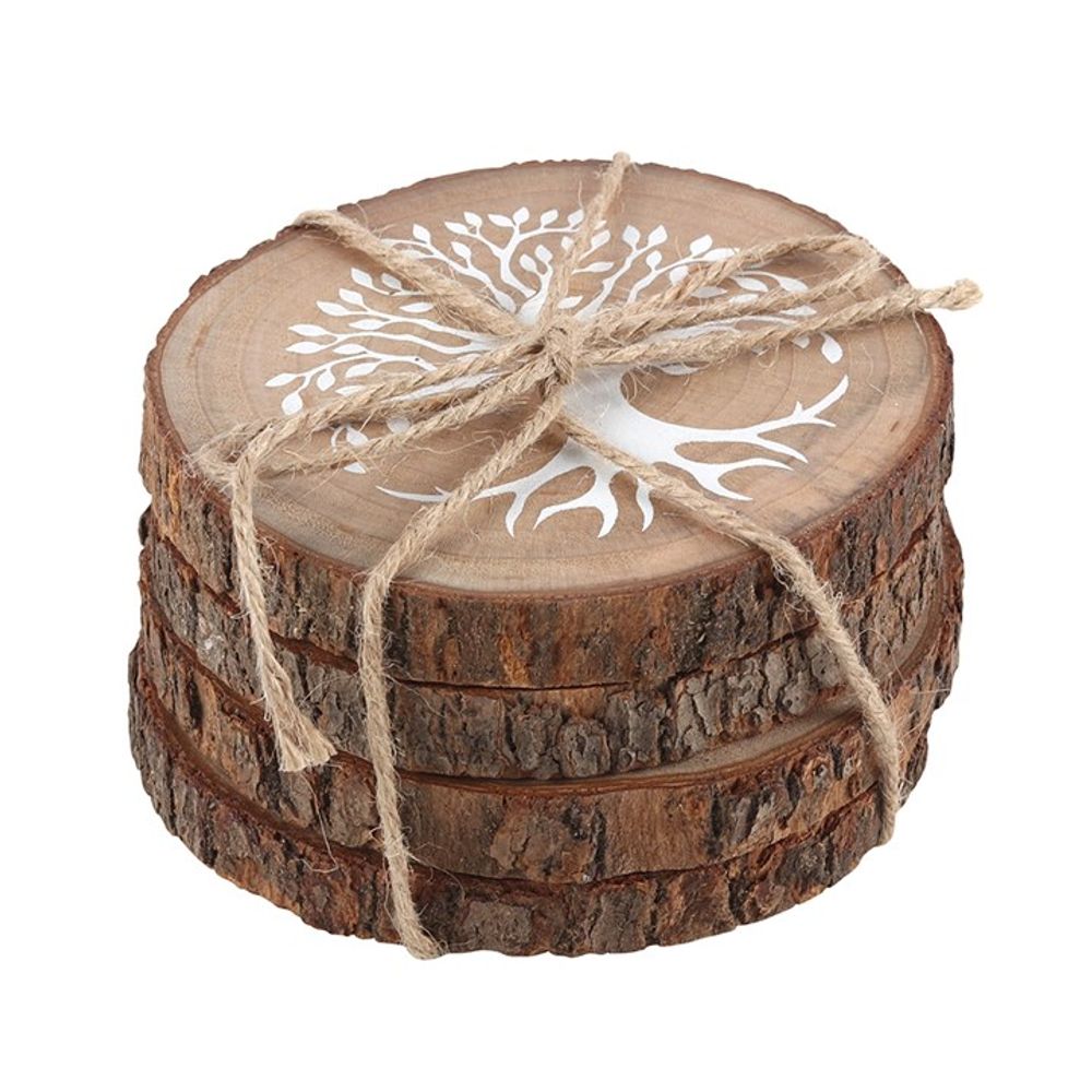 Tree of Life Wood Slice Coaster Set - ScentiMelti  Tree of Life Wood Slice Coaster Set