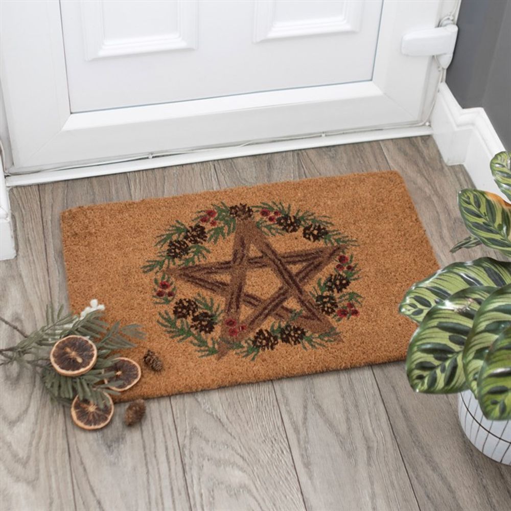 Natural Winter Solstice Pentagram Door Mat - ScentiMelti  Natural Winter Solstice Pentagram Door Mat