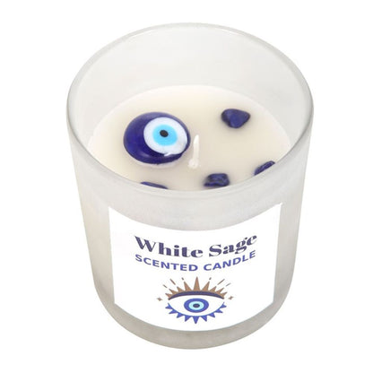 All Seeing Eye White Sage Crystal Chip Protection Candle - ScentiMelti  All Seeing Eye White Sage Crystal Chip Protection Candle