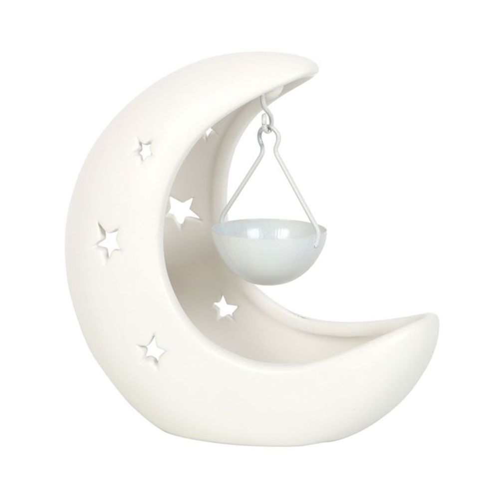 White Crescent Moon Hanging Oil Burner - ScentiMelti  White Crescent Moon Hanging Oil Burner