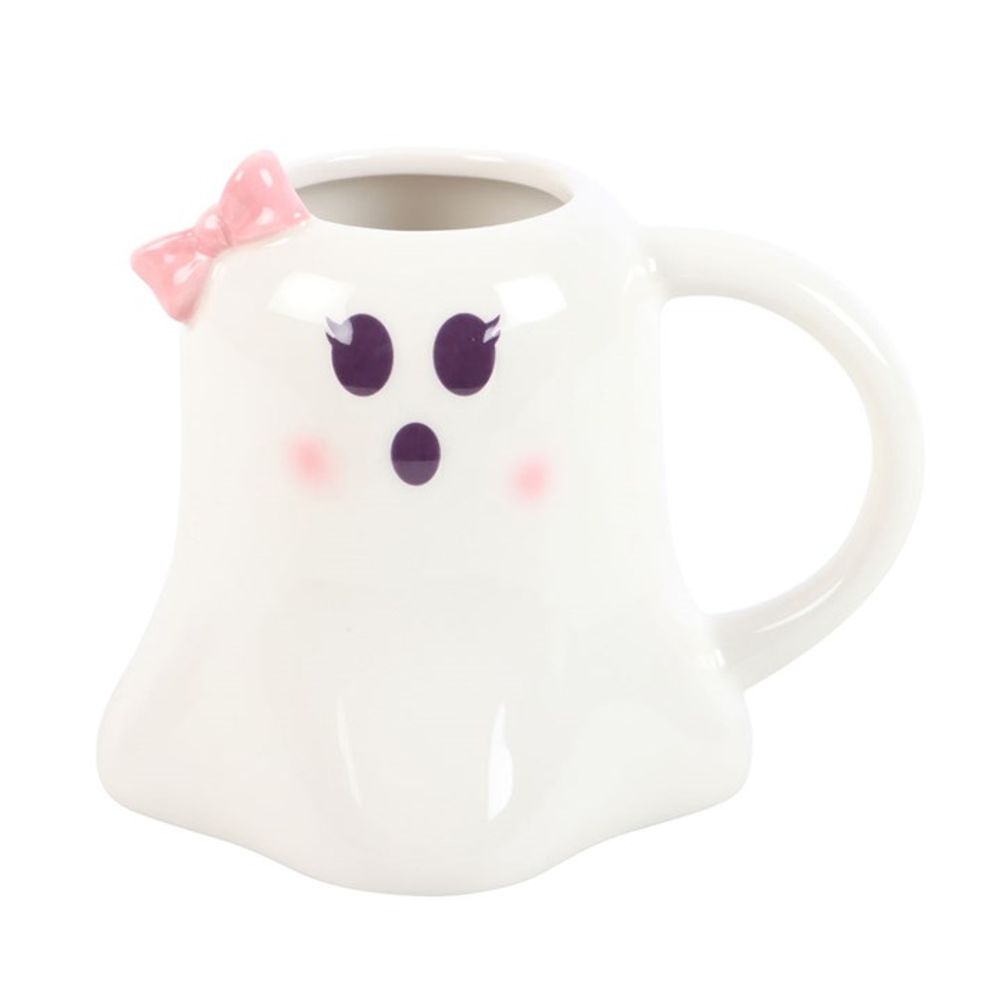 Miss Boo Ghost Shaped Mug with Bow - ScentiMelti  Miss Boo Ghost Shaped Mug with Bow