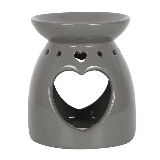 Grey Oil Burner With Cutout Heart - ScentiMelti  Grey Oil Burner With Cutout Heart