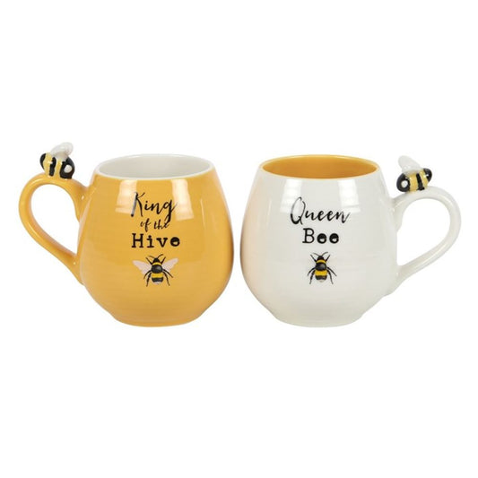 Bee Happy King and Queen Couples Mug Set - ScentiMelti Home Fragrance, Beauty & Gifts UK