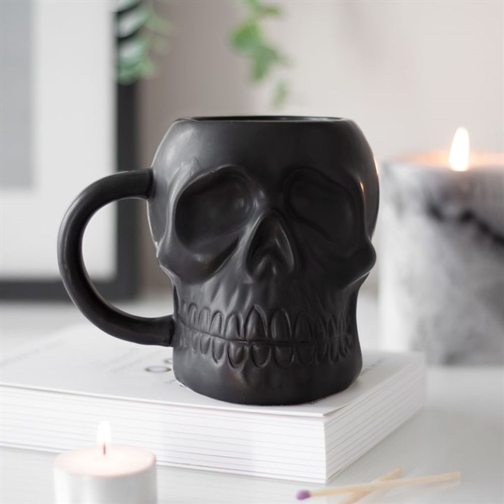 Matte Black Skull Mug - ScentiMelti  Matte Black Skull Mug