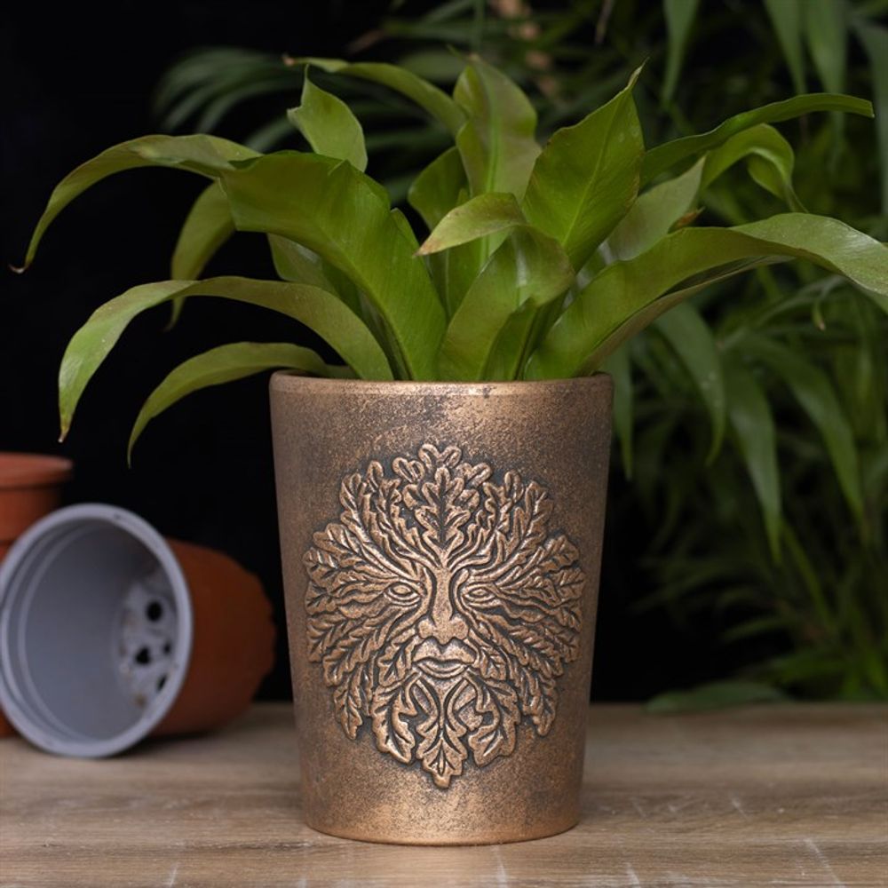 Green Man Bronze Terracotta Plant Pot by Lisa Parker - ScentiMelti  Green Man Bronze Terracotta Plant Pot by Lisa Parker