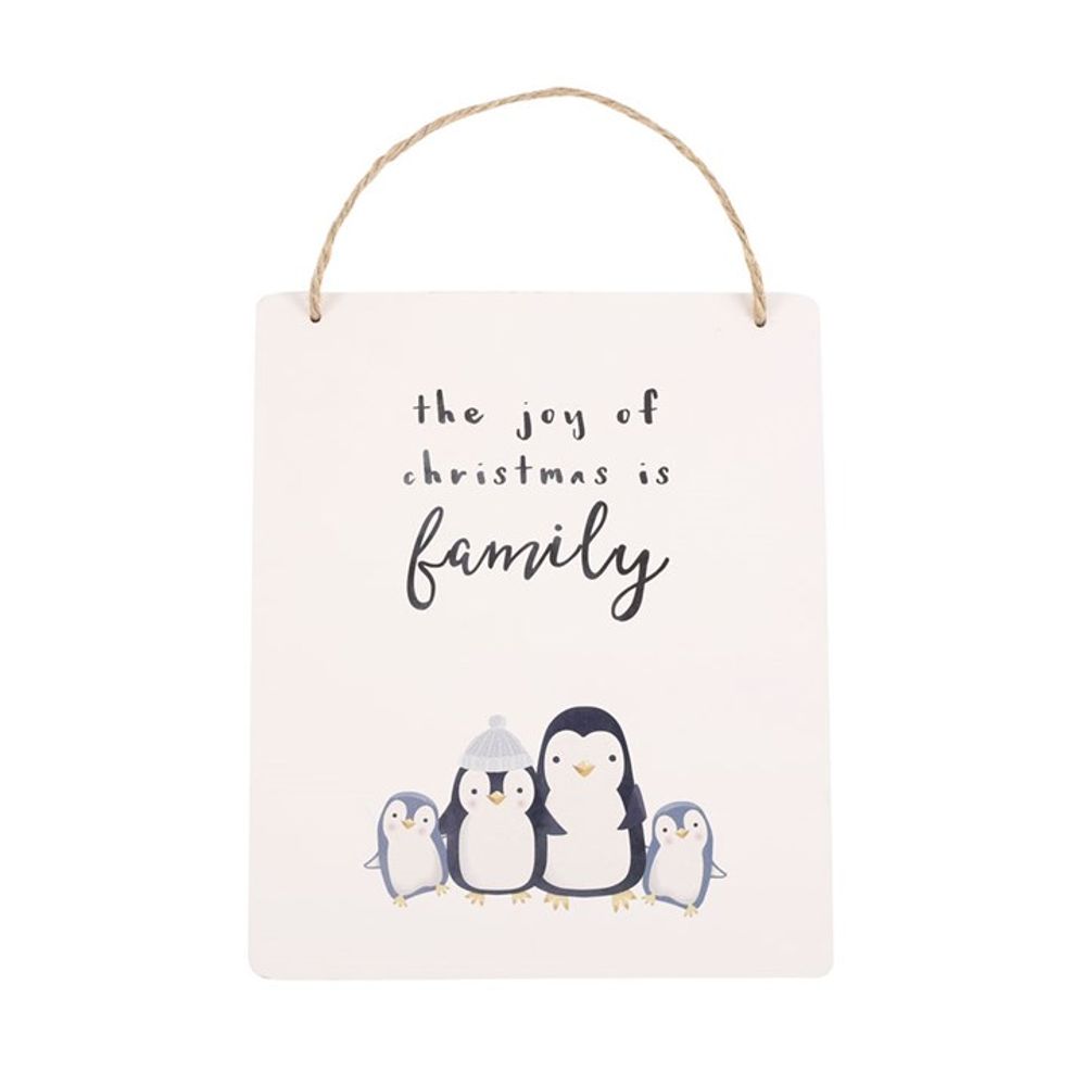 Joy of Christmas Penguin Family Hanging Sign - ScentiMelti  Joy of Christmas Penguin Family Hanging Sign