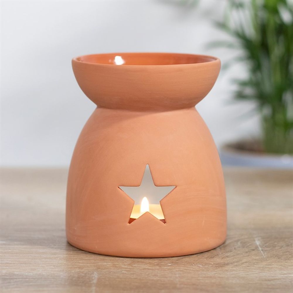 Star Cutout Terracotta Effect Oil Burner - ScentiMelti  Star Cutout Terracotta Effect Oil Burner