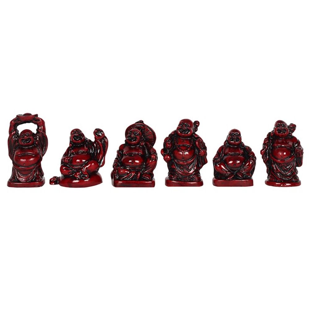 Set of 6 Red Resin Buddhas - ScentiMelti Home Fragrance, Beauty & Gifts UK