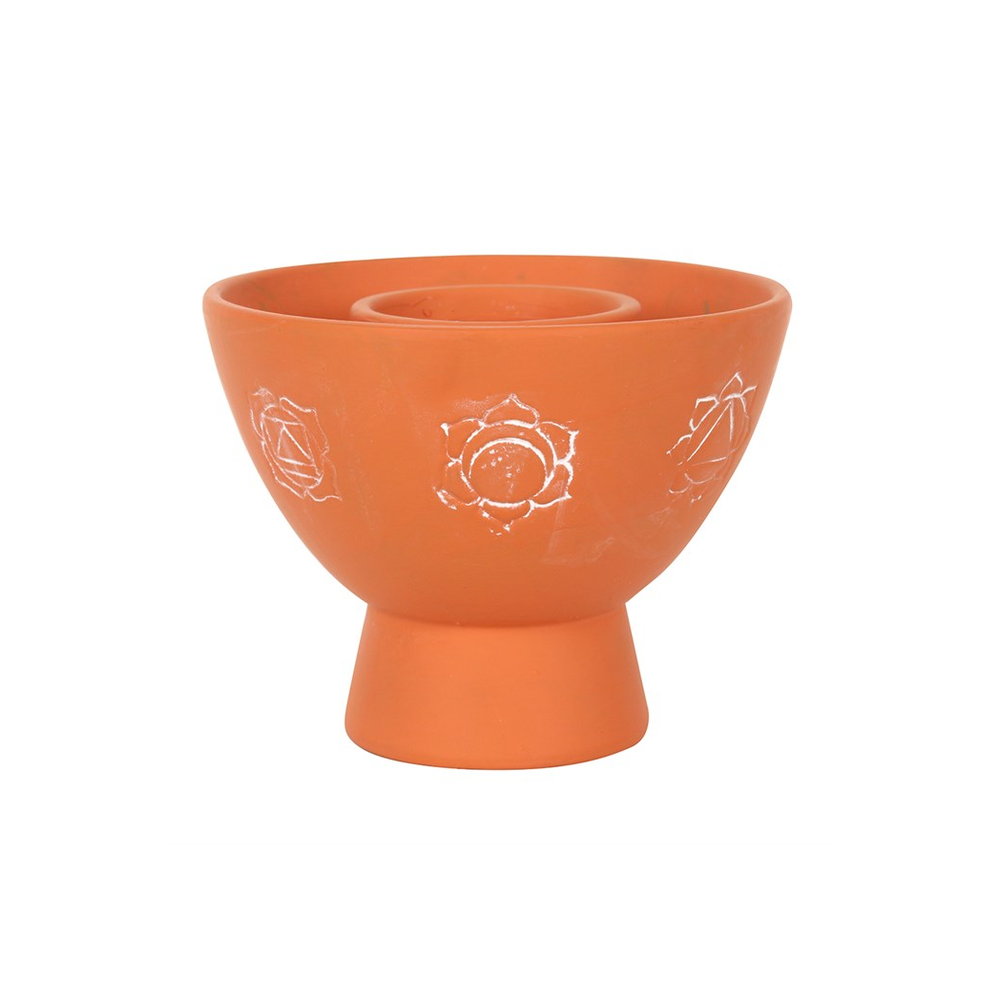 Chakras Terracotta Smudge Bowl - ScentiMelti  Chakras Terracotta Smudge Bowl