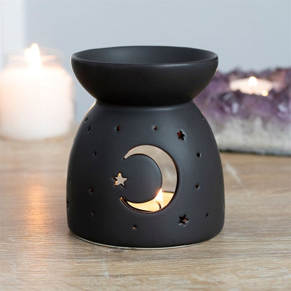 Black Mystical Moon Cut Out Oil Burner - ScentiMelti  Black Mystical Moon Cut Out Oil Burner